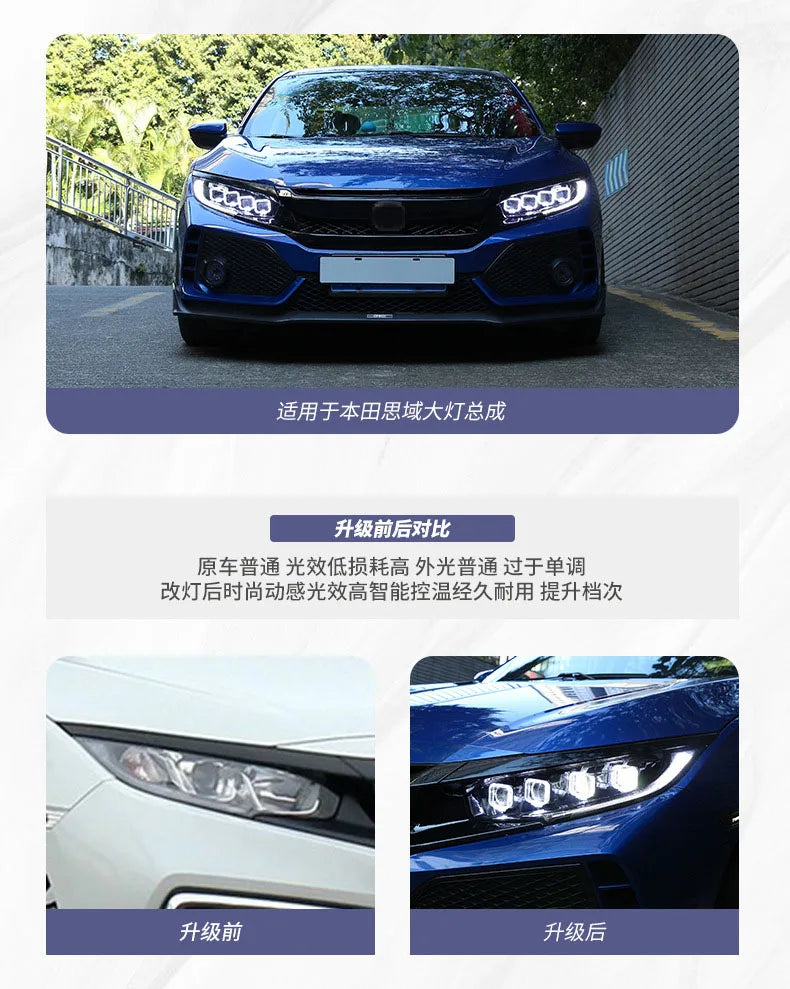 Rapid Vehicles Car Led Headlights For Honda CIVIC 2016-2021 Bugatti style full LED Head Lamp...