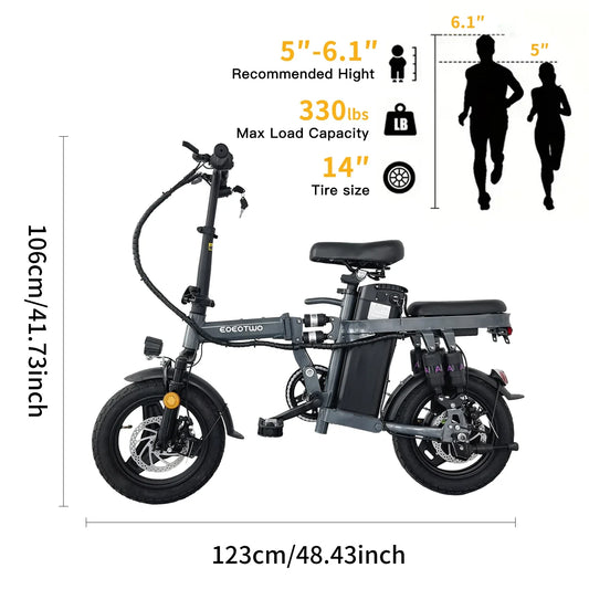 eBike Boys 25MPH Folding Ebike - Lithium Battery, 14-Inch Wheels