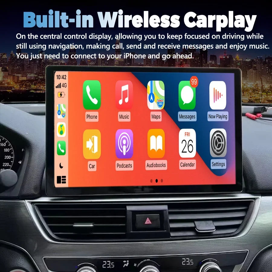 13.3'' Android 14 2K Screen For Honda Accord 2018 2019 2020 Stereo GPS Car Multimedia Video Player Navigation Carplay Head Unit