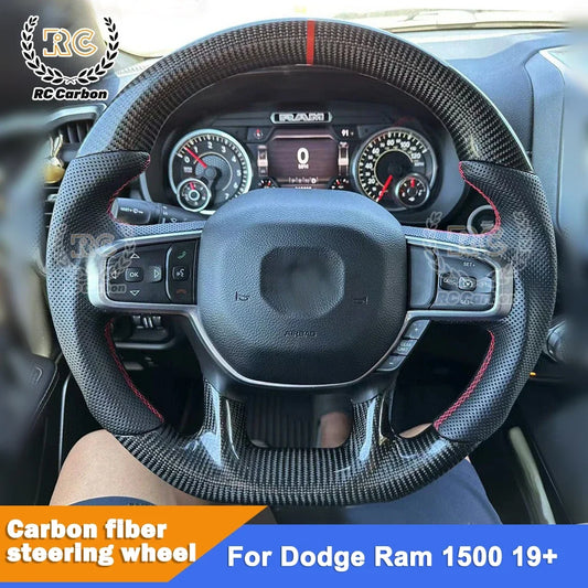 Rapid Vehicles Heated Real Carbon Fiber Steering Wheel Suit For Dodge RAM 1500 2500 2019 2020...