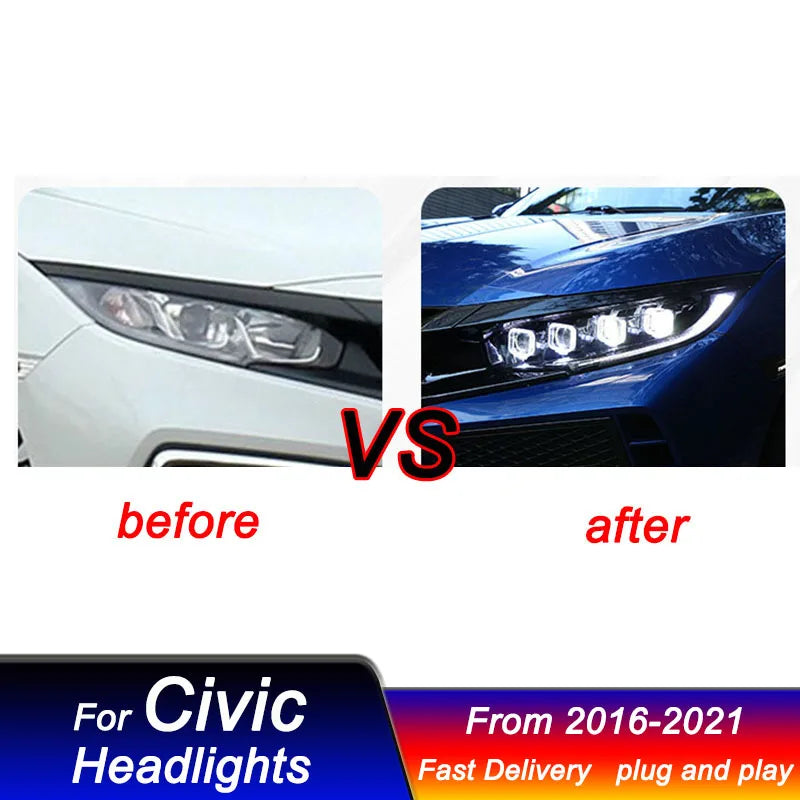 Rapid Vehicles Car Led Headlights For Honda CIVIC 2016-2021 Bugatti style full LED Head Lamp...