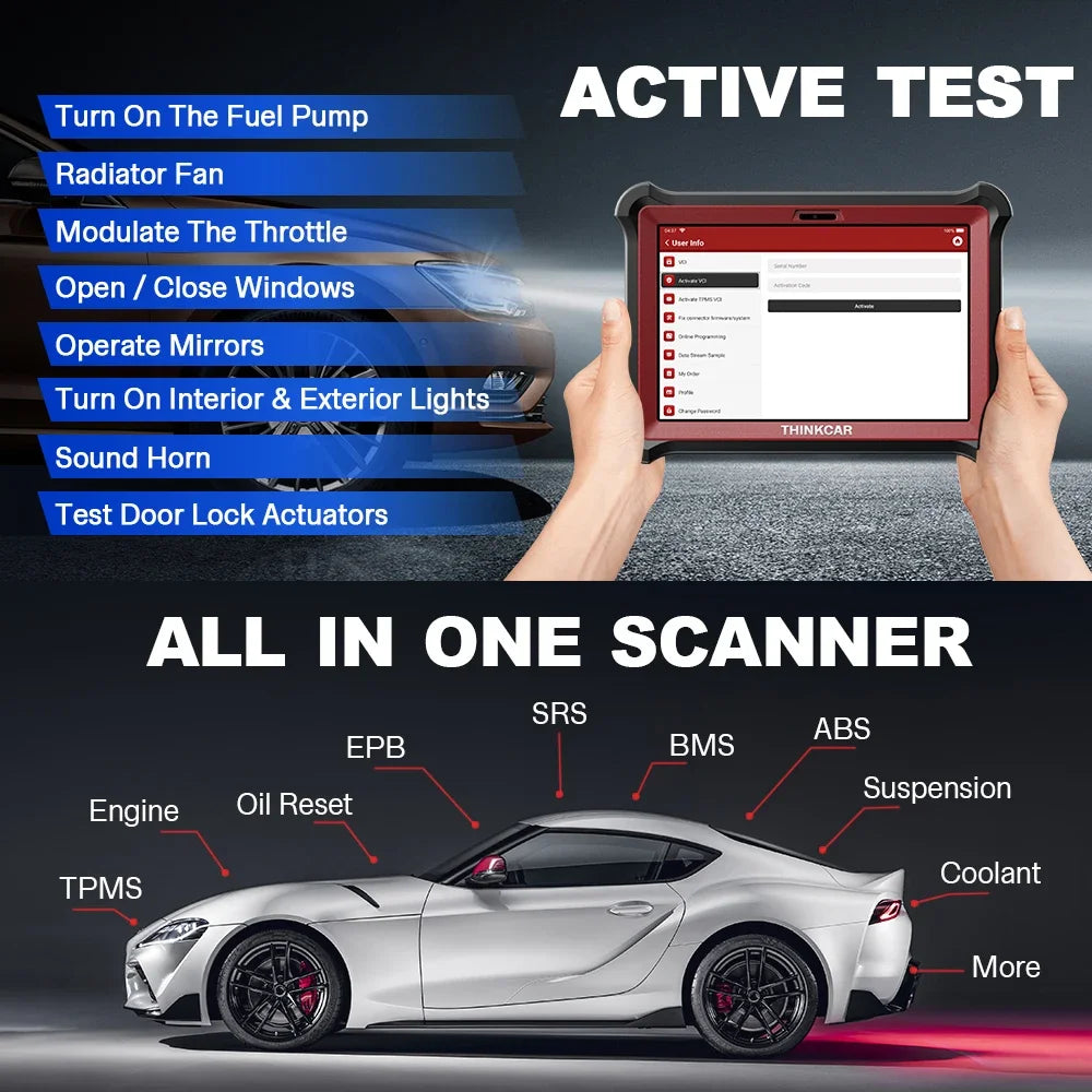THINKCAR THINKTOOL PAD10 OBD2 Automotive Scanner for IMMO 34+ Reset TPMS Programming ECU Coding Active Test Car Diagnostic Tools