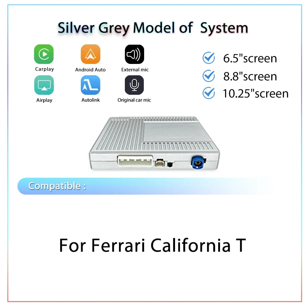 Wireless CarPlay 6.5" For Ferrari California T（15-18）Android mirror link AirPlay CarPlay function