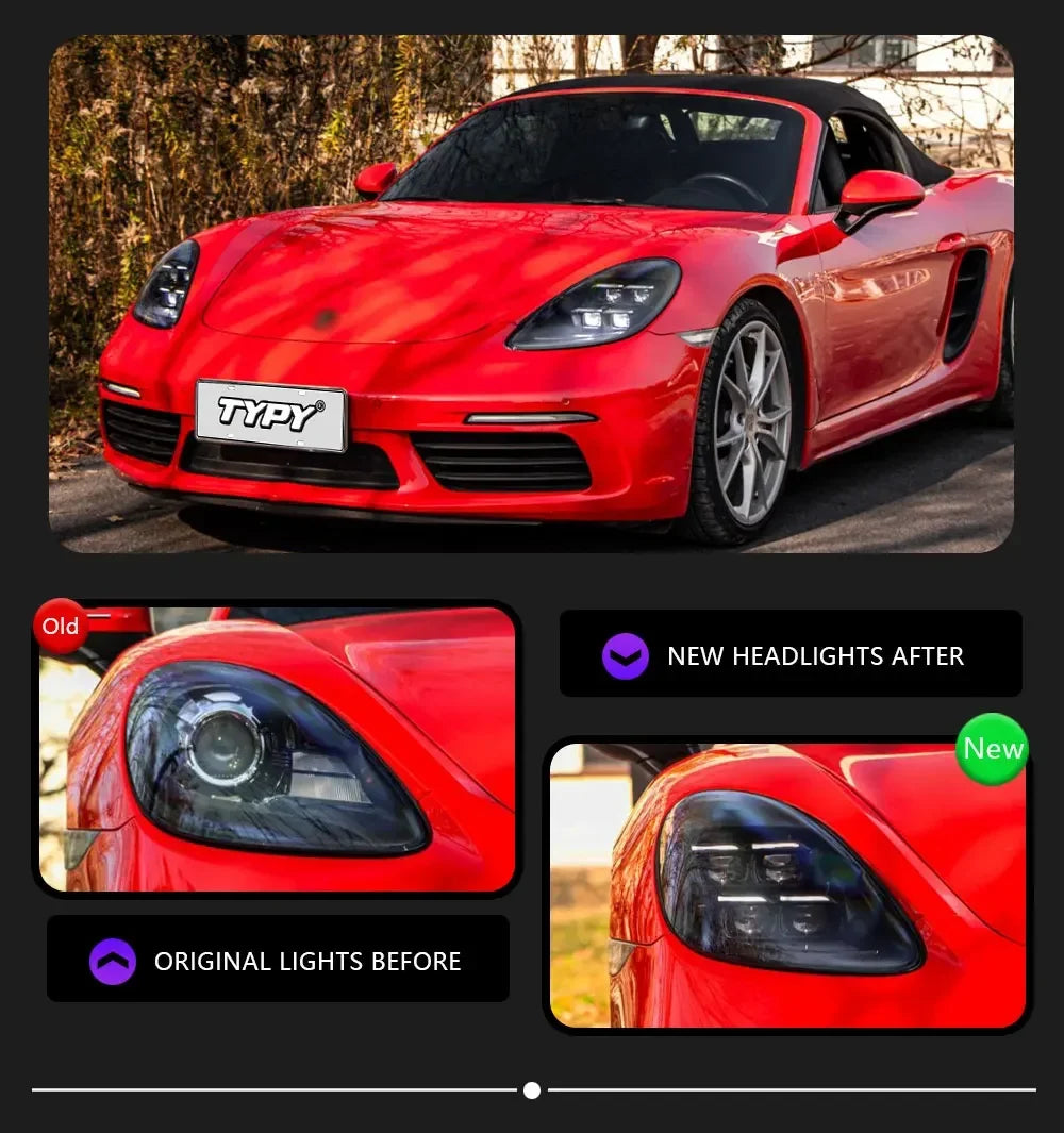TYPY Car For Porsche Cayman 718 982 Headlight 2013-2023 Upgrade Modified New DRL Dynamic Turn Signal LED light Auto Accessories