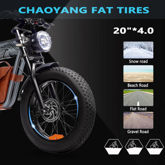 HEZZO 1200W Electric Bike - 48V Lithium Battery, Over 50km/h Speed