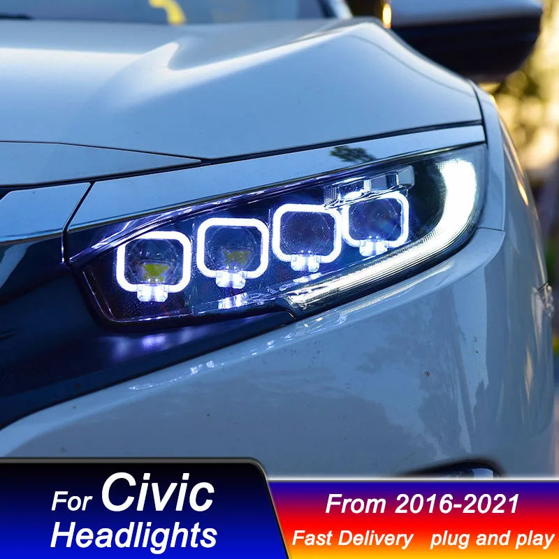 Rapid Vehicles Car Led Headlights For Honda CIVIC 2016-2021 Bugatti style full LED Head Lamp...