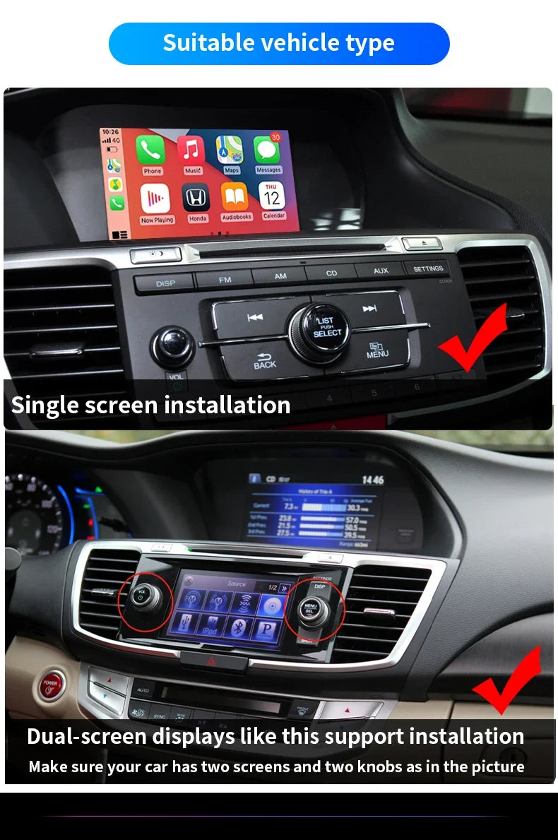 Car Media Player For Honda Accord 9 9.5,2013 2014 2015 2016 2017 5G Wireless Carplay Android Auto Bluetooth Phones,  Music