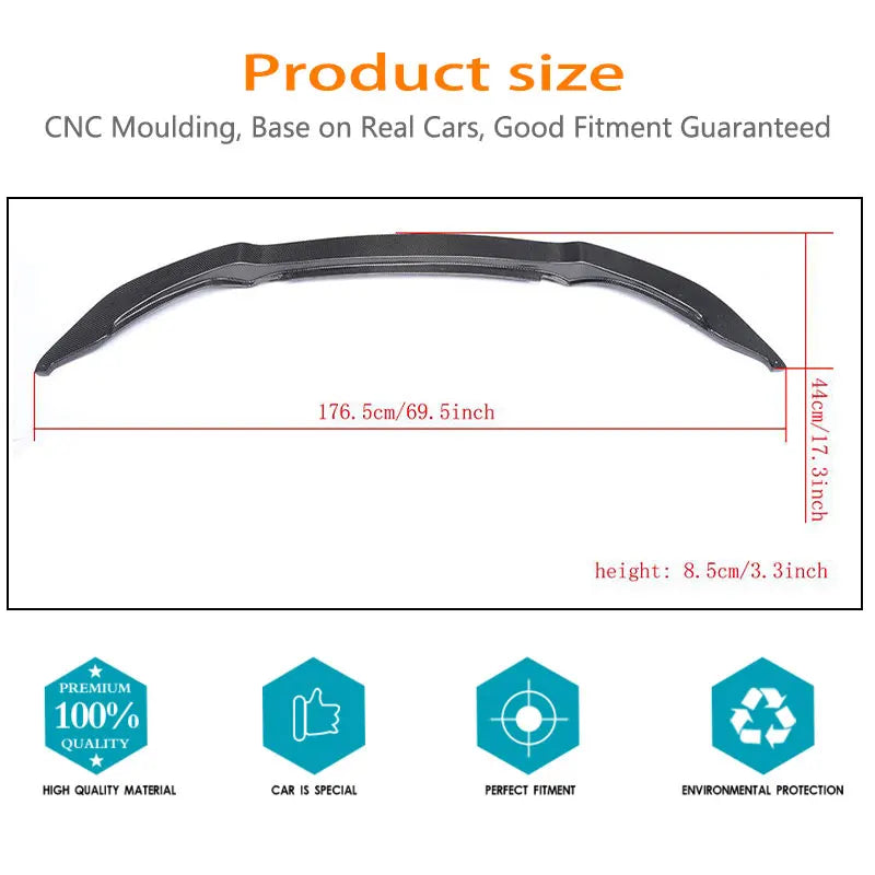 Rapid Vehicles For BMW F80 M3 F82 F83 M4 2014-2019 Carbon Fiber Car Front Bumper Lip Spoiler Add...