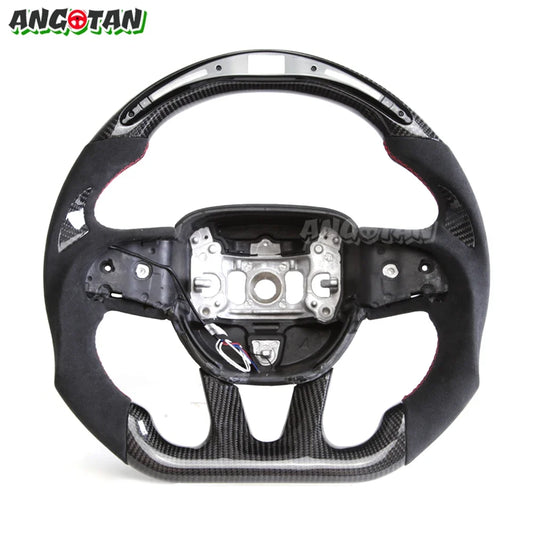 Rapid Vehicles Carbon Fiber Steering Wheel For Dodge Challenger Charger 2015-2022 Alcantara LED...