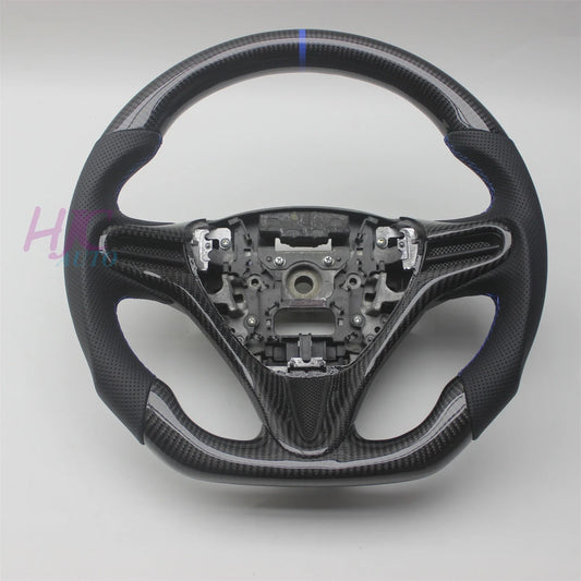 Rapid Vehicles For Honda Civic 2006-2011 8TH GEN 8 Real Carbon Fiber Leather Steering Wheel