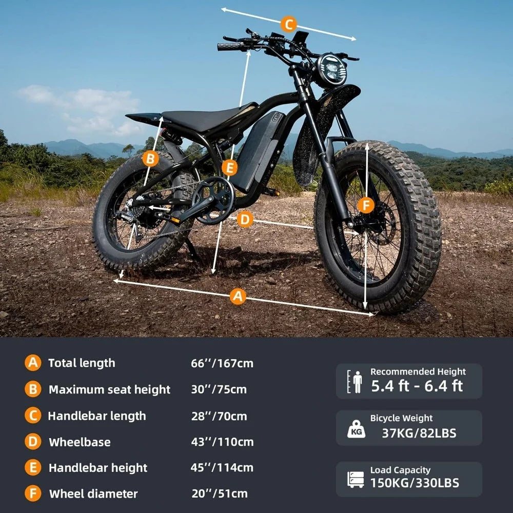 eBike Boys Fat Tire Electric Bike - 1200W, Dual Suspension, 7 Speeds
