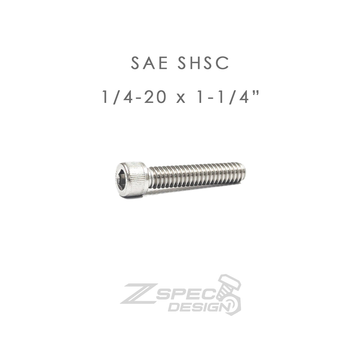 ZSPEC 1/4-20x1-1/4" SAE Socket-Cap SHSC Fasteners, Stainless, 10-Pack