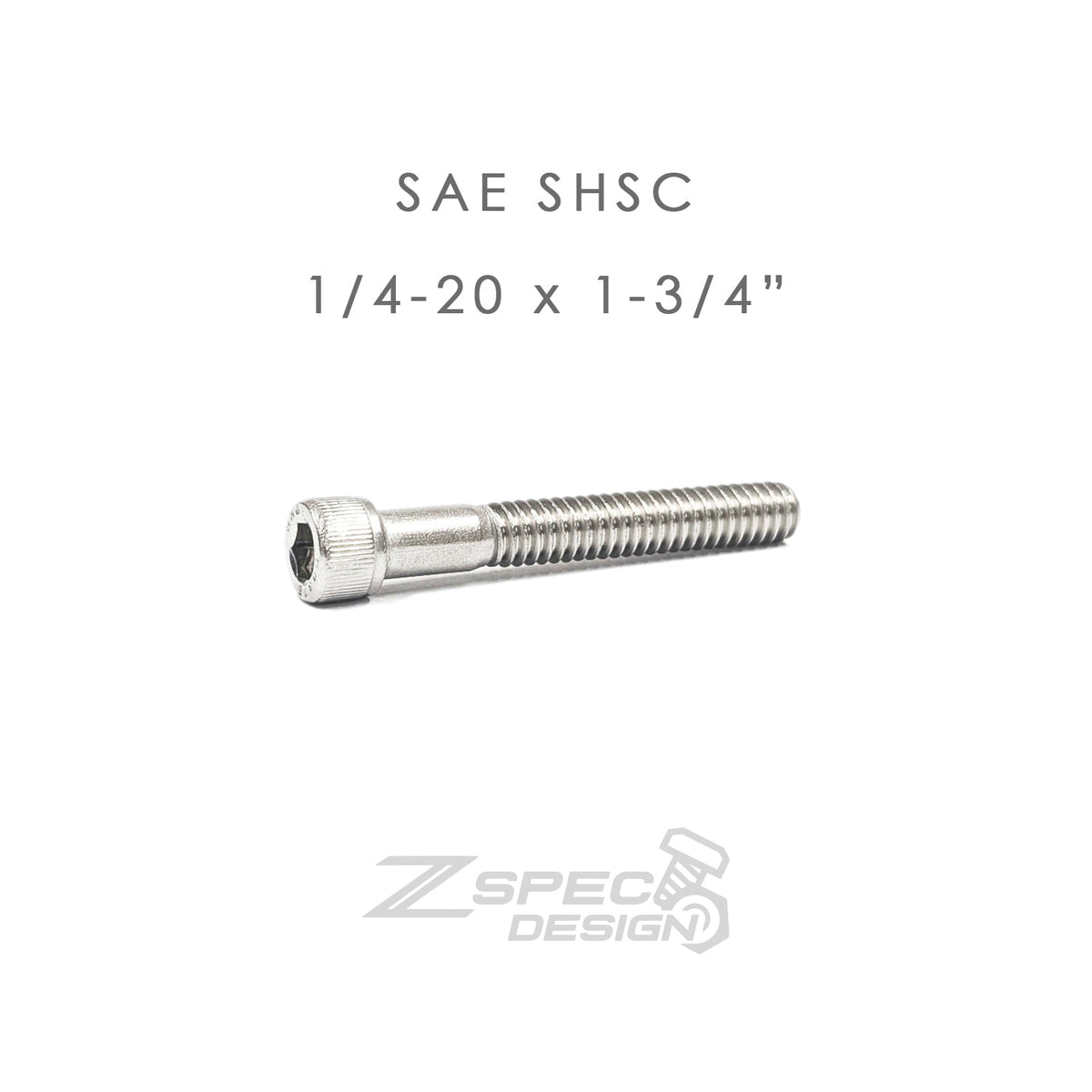 ZSPEC 1/4-20x1-3/4" SAE Socket-Cap SHSC Fasteners, Stainless, 10-Pack