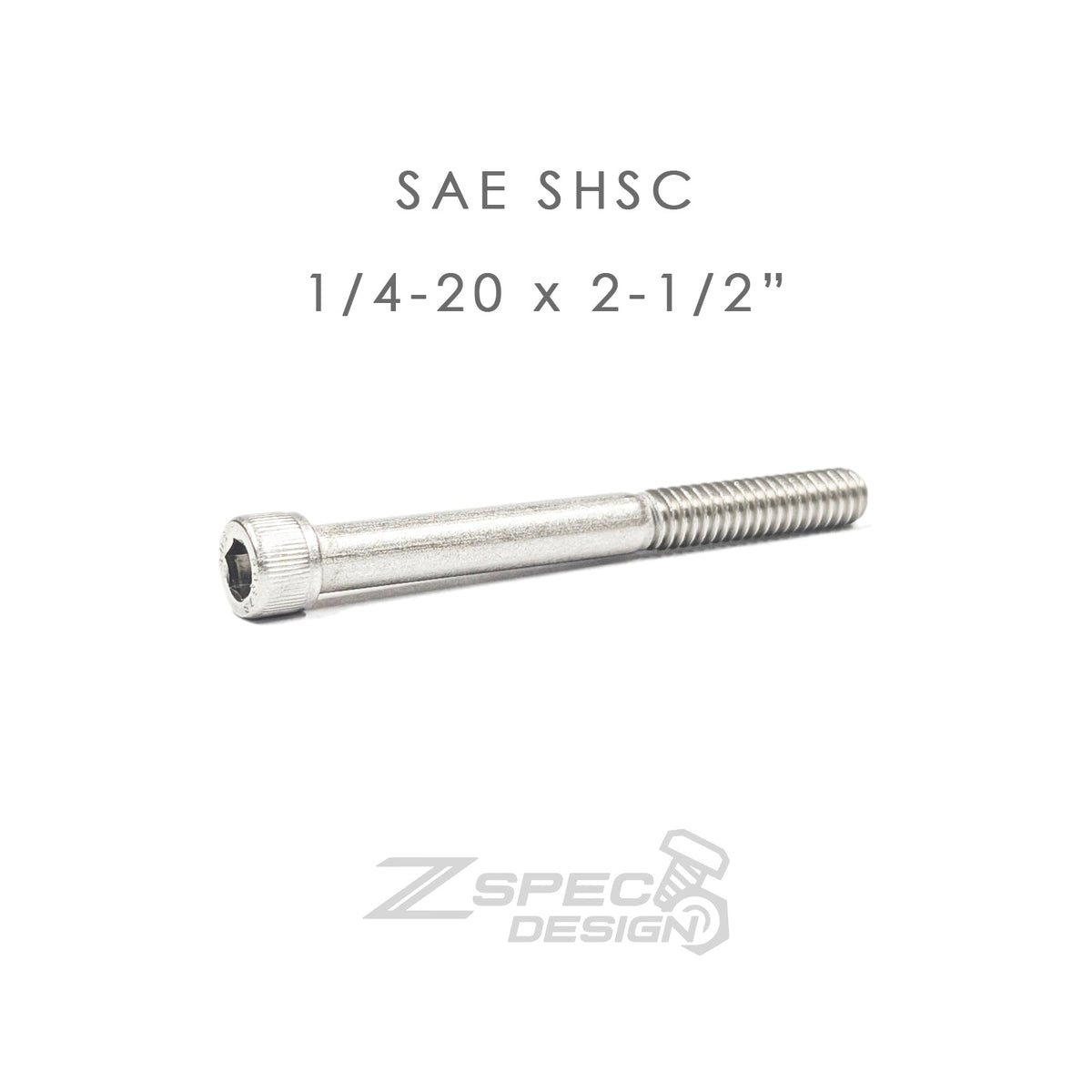 ZSPEC 1/4-20x2-1/2" SAE Socket-Cap SHSC Fasteners, Stainless, 10-Pack