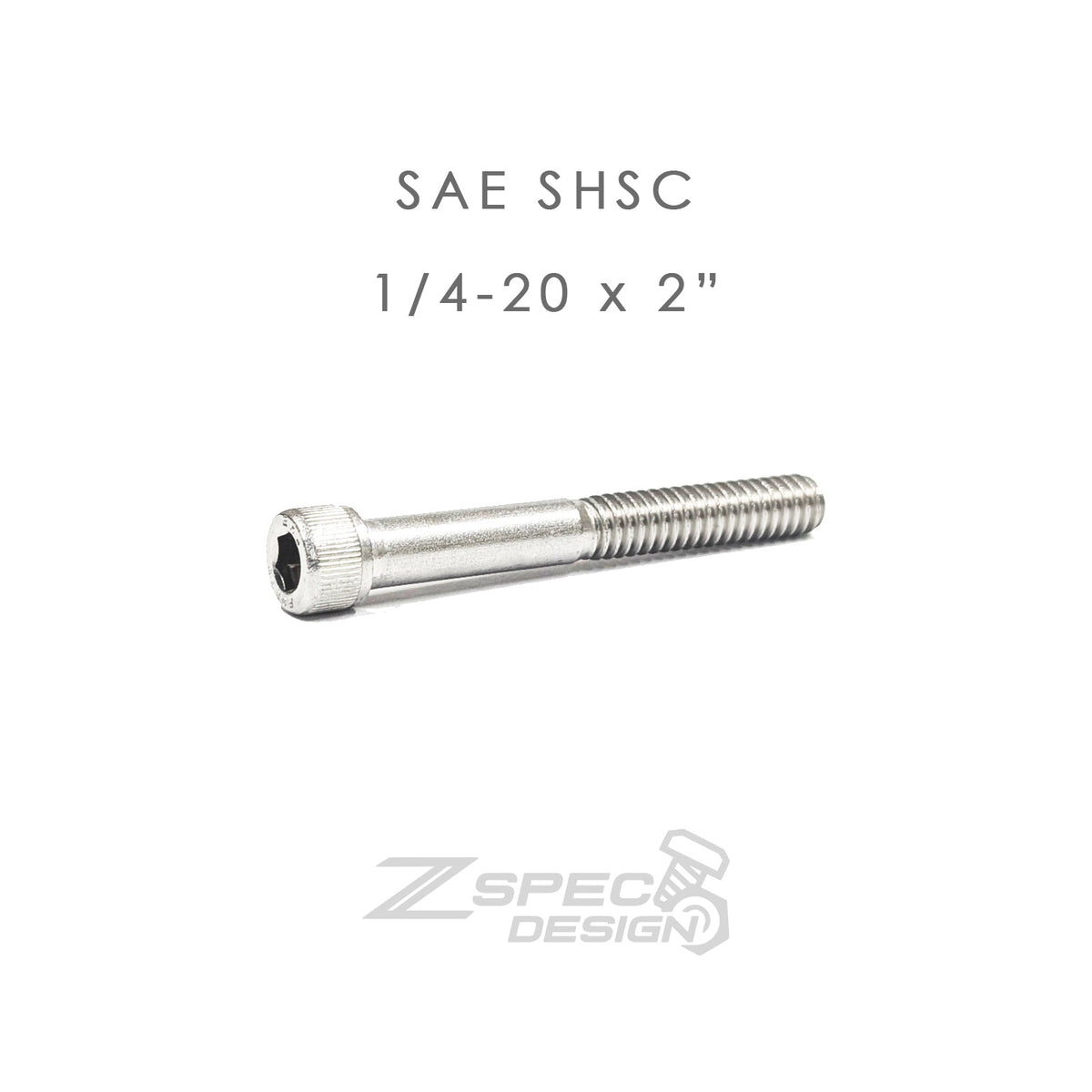 ZSPEC 1/4-20x2" SAE Socket-Cap SHSC Fasteners, Stainless, 10-Pack