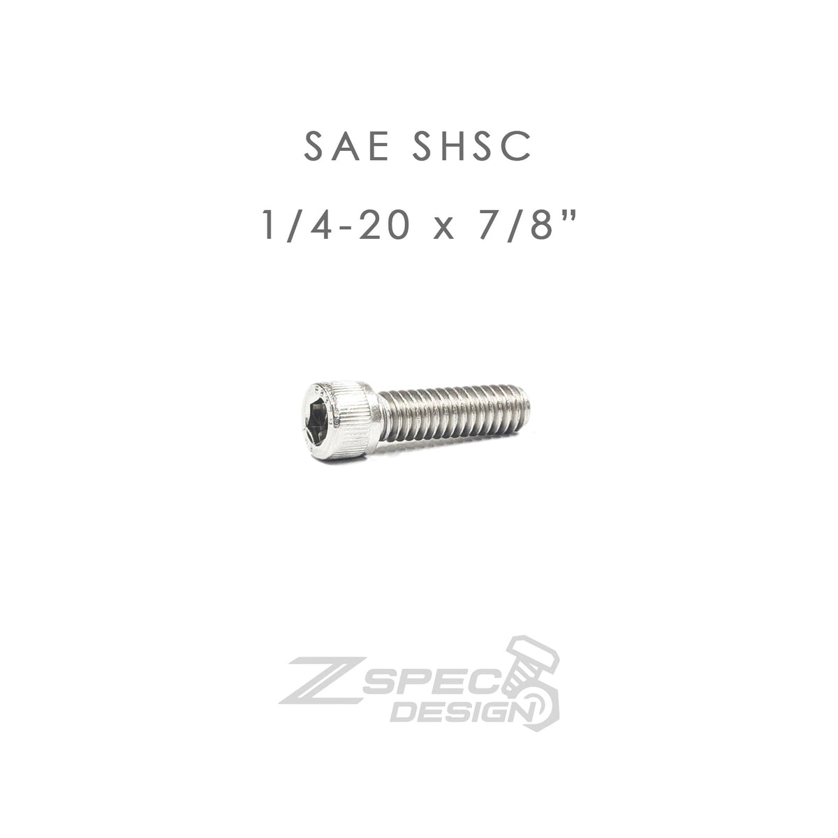 ZSPEC 1/4-20x7/8" SAE Socket-Cap SHSC Fasteners, Stainless, 10-Pack