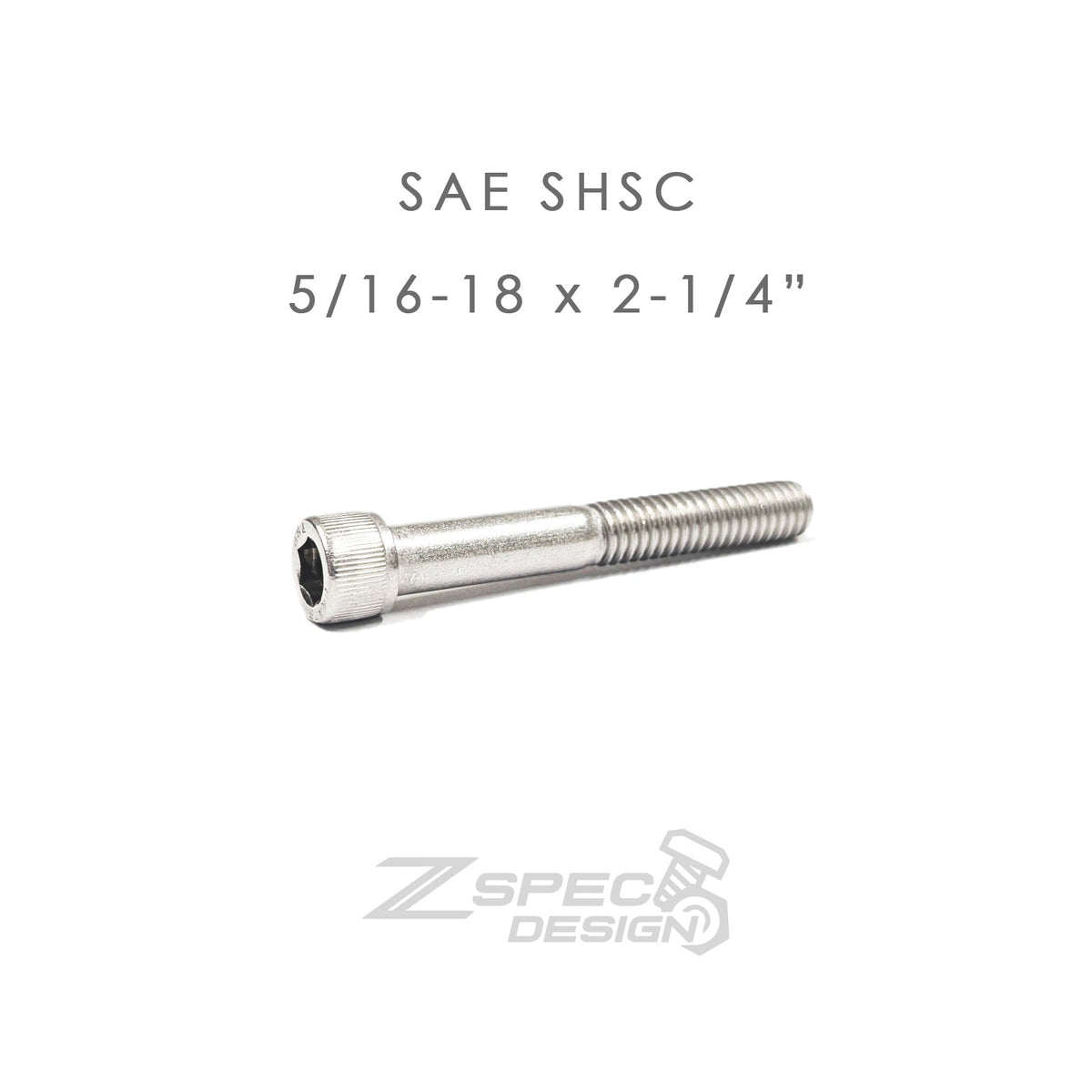 ZSPEC 5/16-18x2-1/4" SAE Socket-Cap SHSC Fasteners, Stainless, 10-Pack