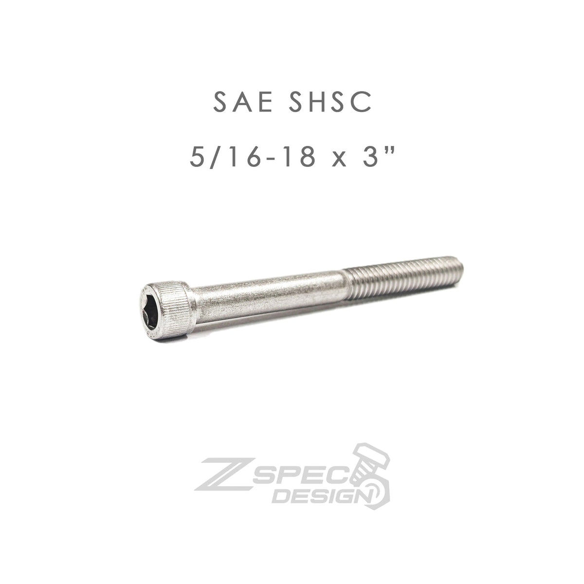 ZSPEC 5/16-18x3" SAE Socket-Cap SHSC Fasteners, Stainless, 10-Pack
