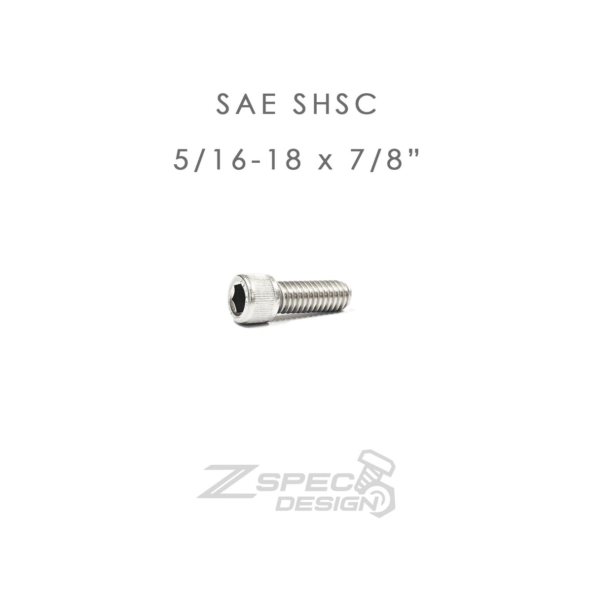 ZSPEC 5/16-18x7/8" SAE Socket-Cap SHSC Fasteners, Stainless, 10-Pack