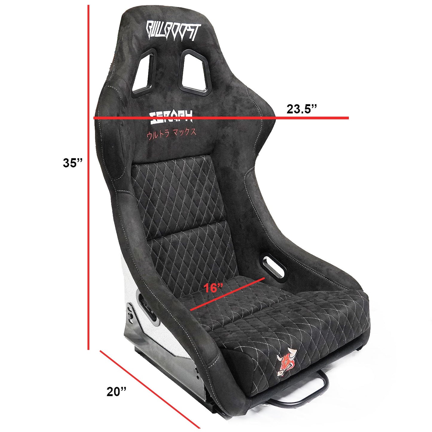 Bull Boost Adjustable Racing Lowered Ultra Max Bucket Seat with Slider Rails
