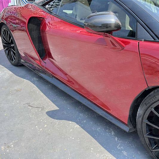 Bull Boost Performance V2 Style Dry Carbon Fiber Side Skirt Door Extensions Set for McLaren GT