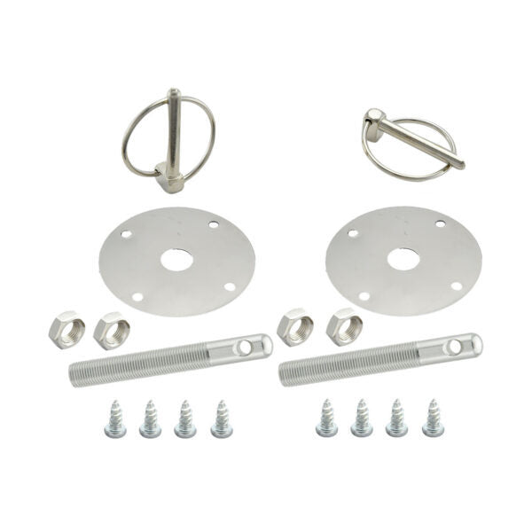 Hood Pin Kit Flip-Over Clips 1/2in Dia. Silver - 7716