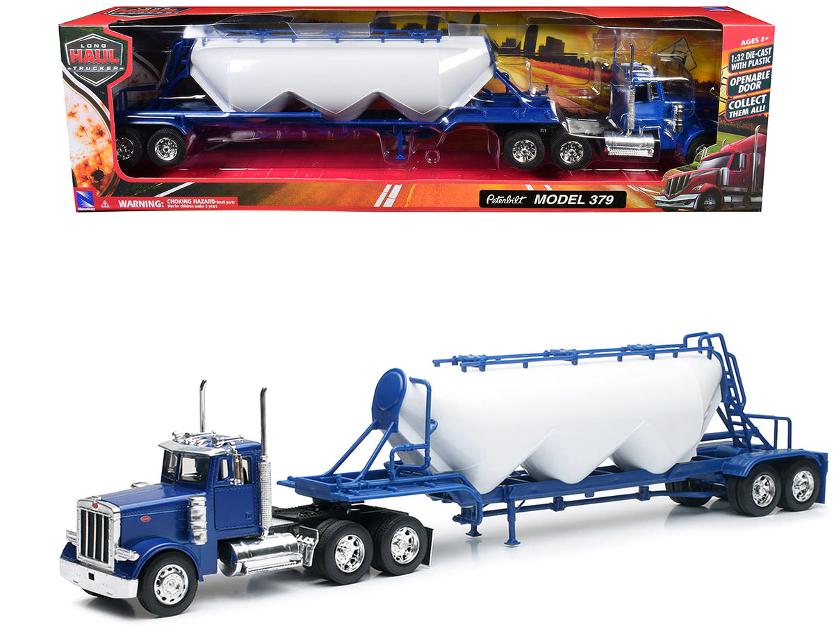 Rapid Vehicles Peterbilt 379 Truck Blue with Pneumatic Tanker Trailer White "Long Haul Truckers"...