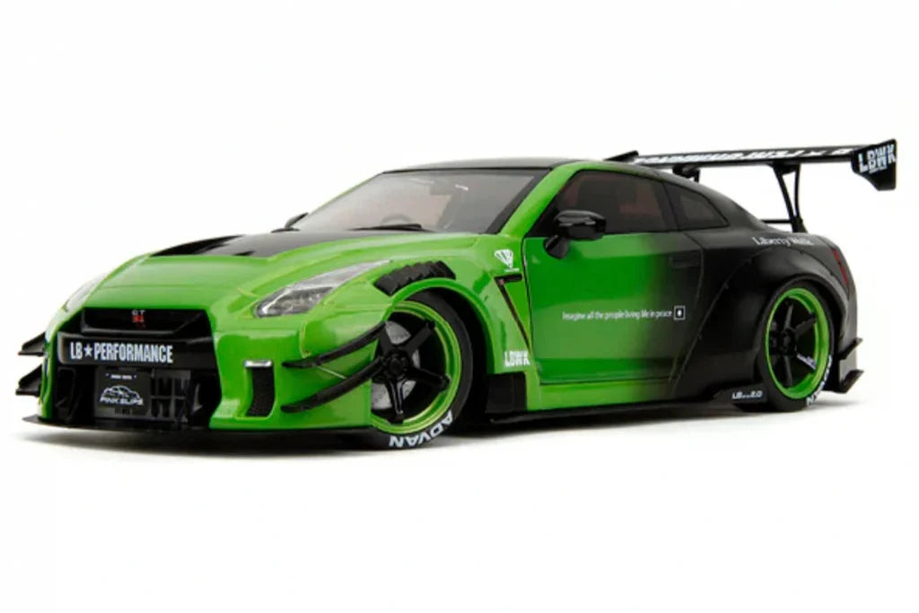 Jada Pink Slips Nissan Skyline GT-R R35 Liberty Walk Green and Black 1:18