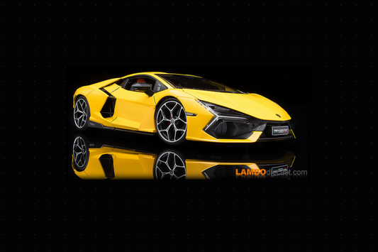 STM Diecast Maisto Lamborghini Revuelto Hybrid Giallo Inti Yellow w/ Orange Interior 1:18
