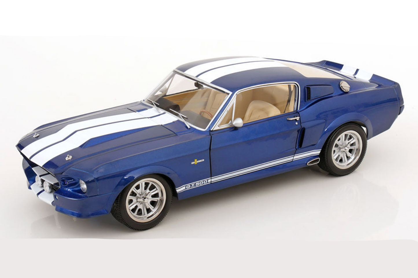 KK Scale 1967 Ford Mustang Shelby GT500 Blue w/ White Stripes 1:12