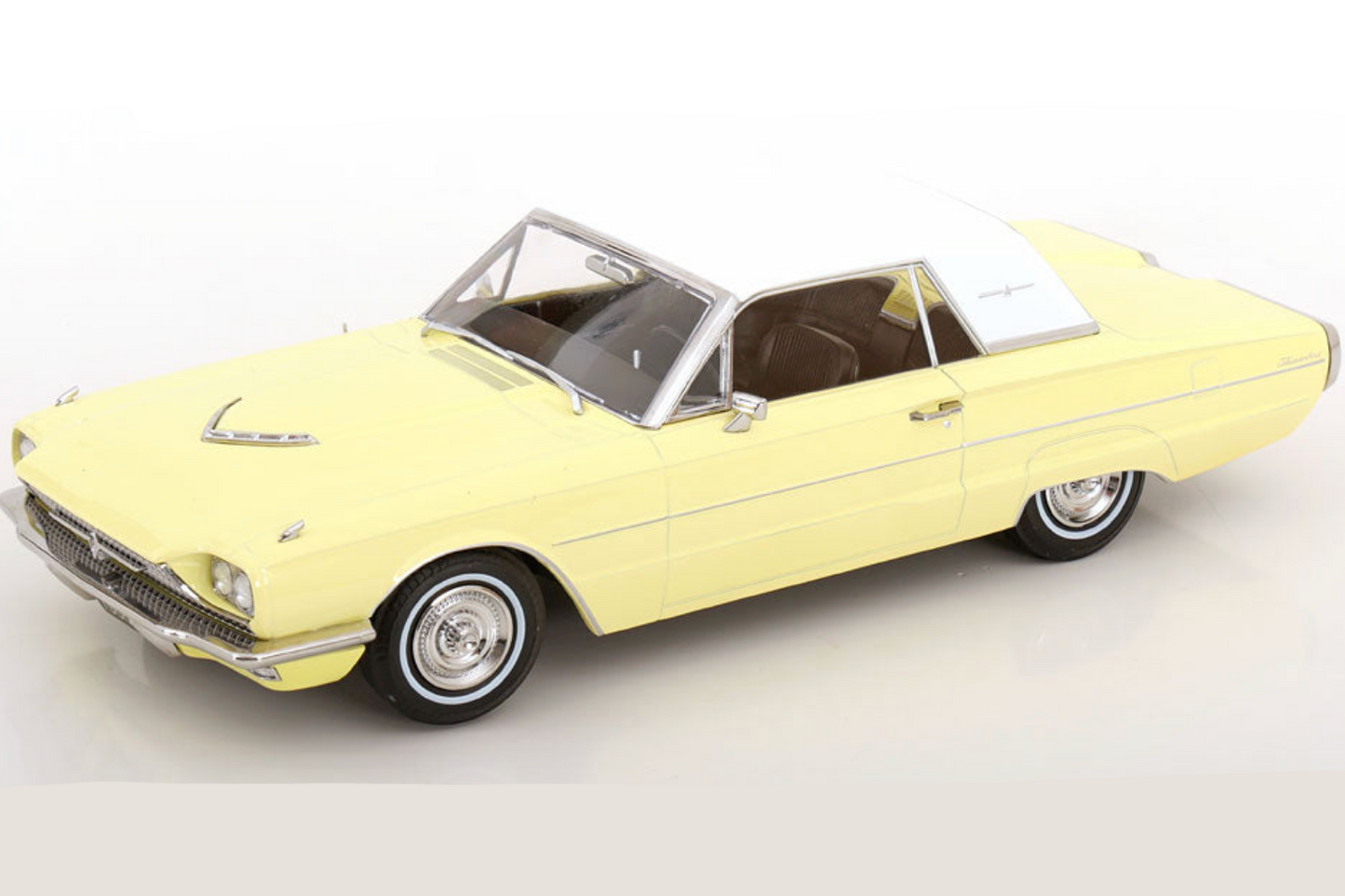 KK Scale 1966 Ford Thunderbird Hardtop Coupe Pale Yellow 1:18