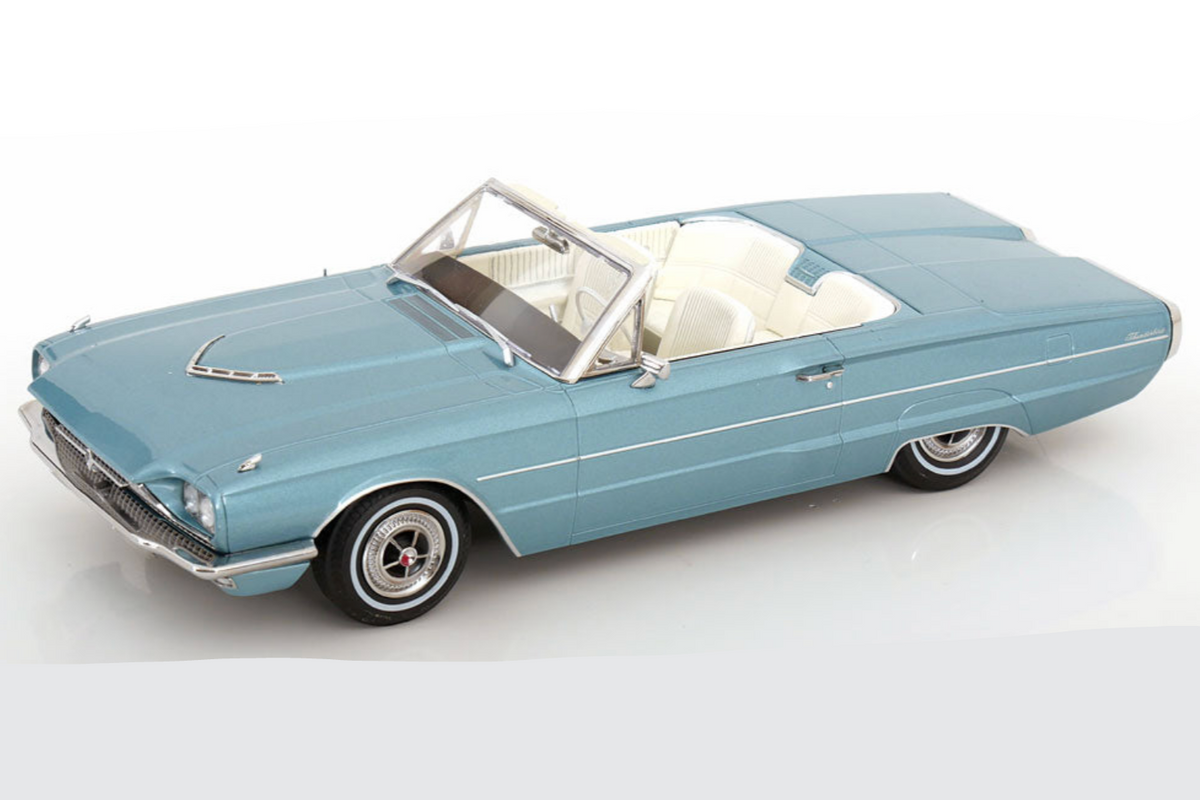 STM Diecast KK Scale 1966 Ford Thunderbird Convertible "Thelma & Louise" Light Blue Metallic 1:18