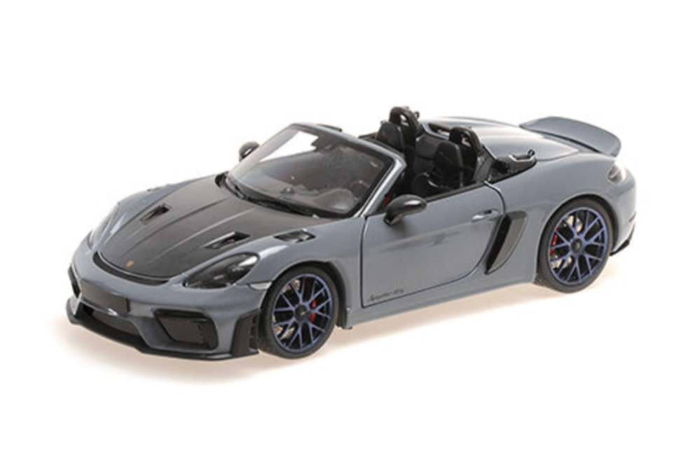 Minichamps 2024 Porsche 718 Cayman Spyder RS w/ Weissach Package Arctic Grey 1:18