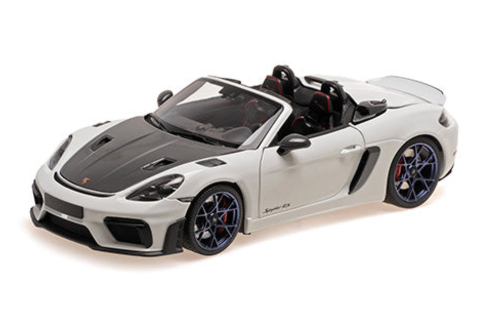 STM Diecast Minichamps 2024 Porsche 718 Cayman Spyder RS w/ Weissach Package White 1:18