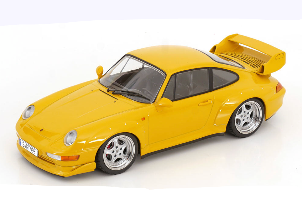 KK Scale 1996 Porsche 911 993 GT2 w/ Speedline Wheels Yellow 1:18