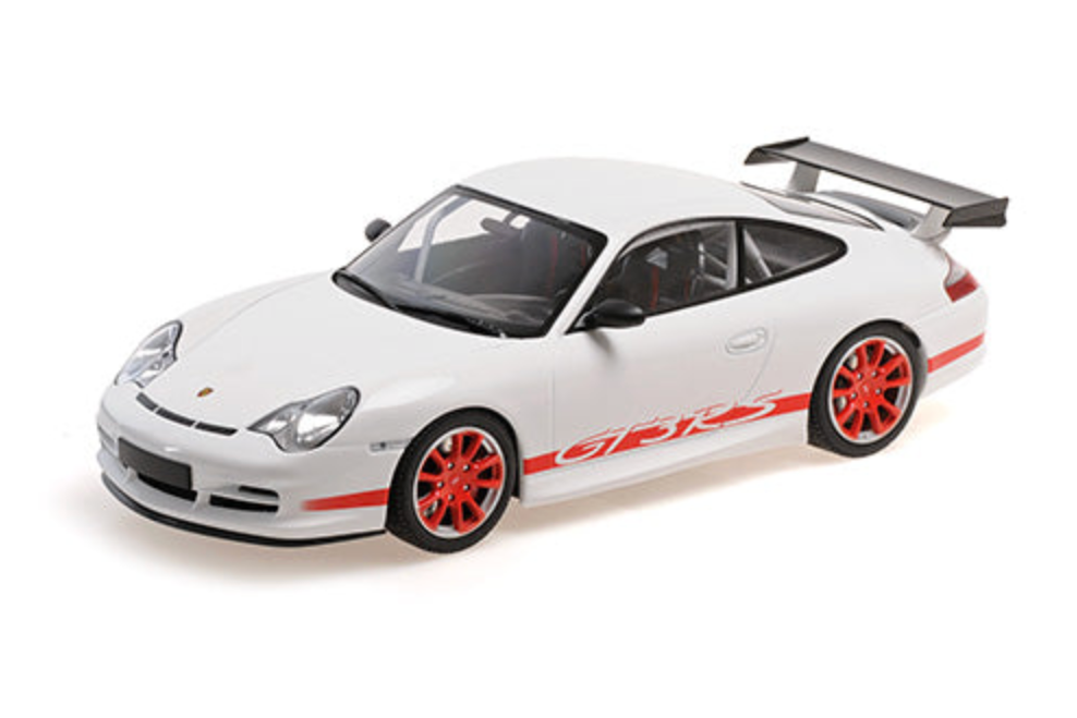 STM Diecast Minichamps 2002 Porsche 911 996 GT3 RS White w/ Red Deco 1:18 - View 4