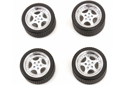 STM Diecast KK Scale Speedline Silver Wheel and Tire Set 1:18