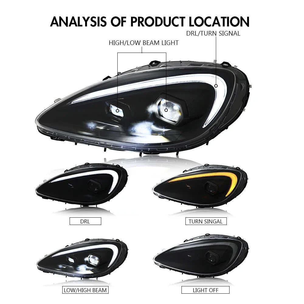 TT-ABC Modified LED Headlight For Chevrolet Corvette C6 2005-2013 Head Lamp With Porsche Design Sequential Turn Signal Assembly