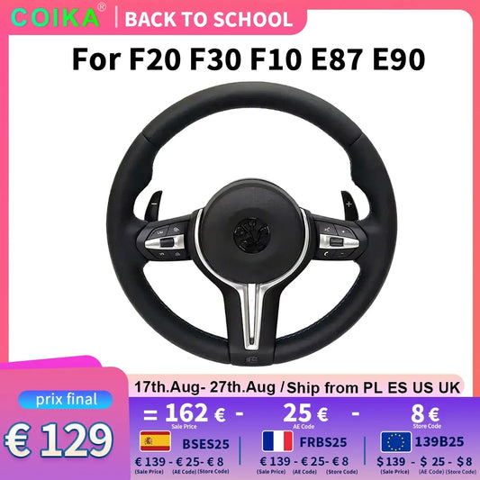 Rapid Vehicles Interior M Series Leather Steering Wheel For BMW M3 M5 F20 F22 F23 F30 F33 F34 X1...