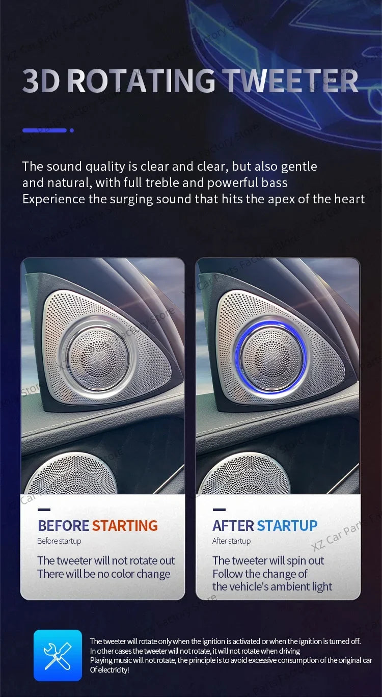 For Mercedes-benz C Glc E S W205 W213 W222 X253 64 Colors Led Rotating Tweeter Speaker Rgb Led Ambient Light 3d Horn Accessory