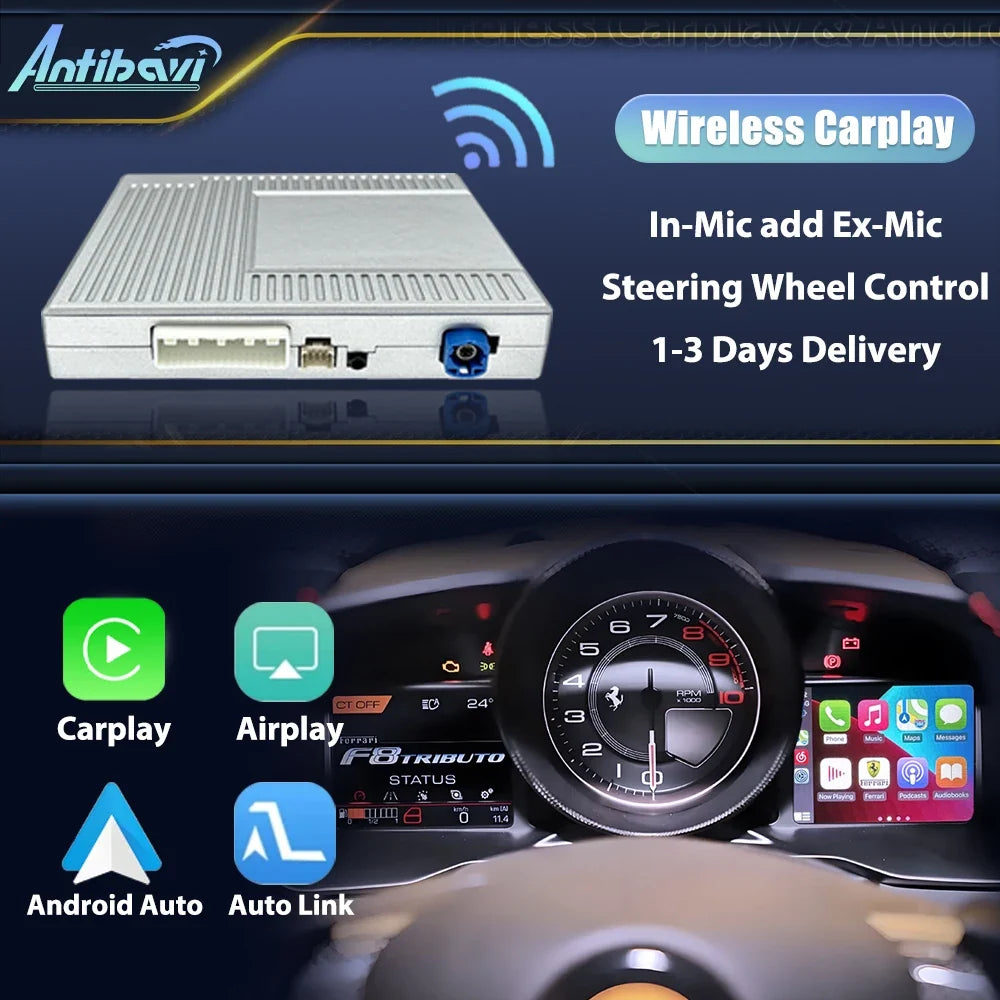 Rapid Vehicles Wireless CarPlay6.5" 8.8 '10.25" For Ferrari F12 F458 812 F488 F8 Potorfino...