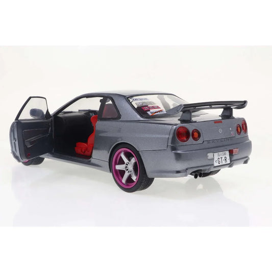 STM Diecast Solido 1999 Nissan Skyline GT-R (R34) Silver w/ Purple Accents 1:18 - View 2