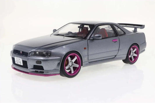 STM Diecast Solido 1999 Nissan Skyline GT-R (R34) Silver w/ Purple Accents 1:18