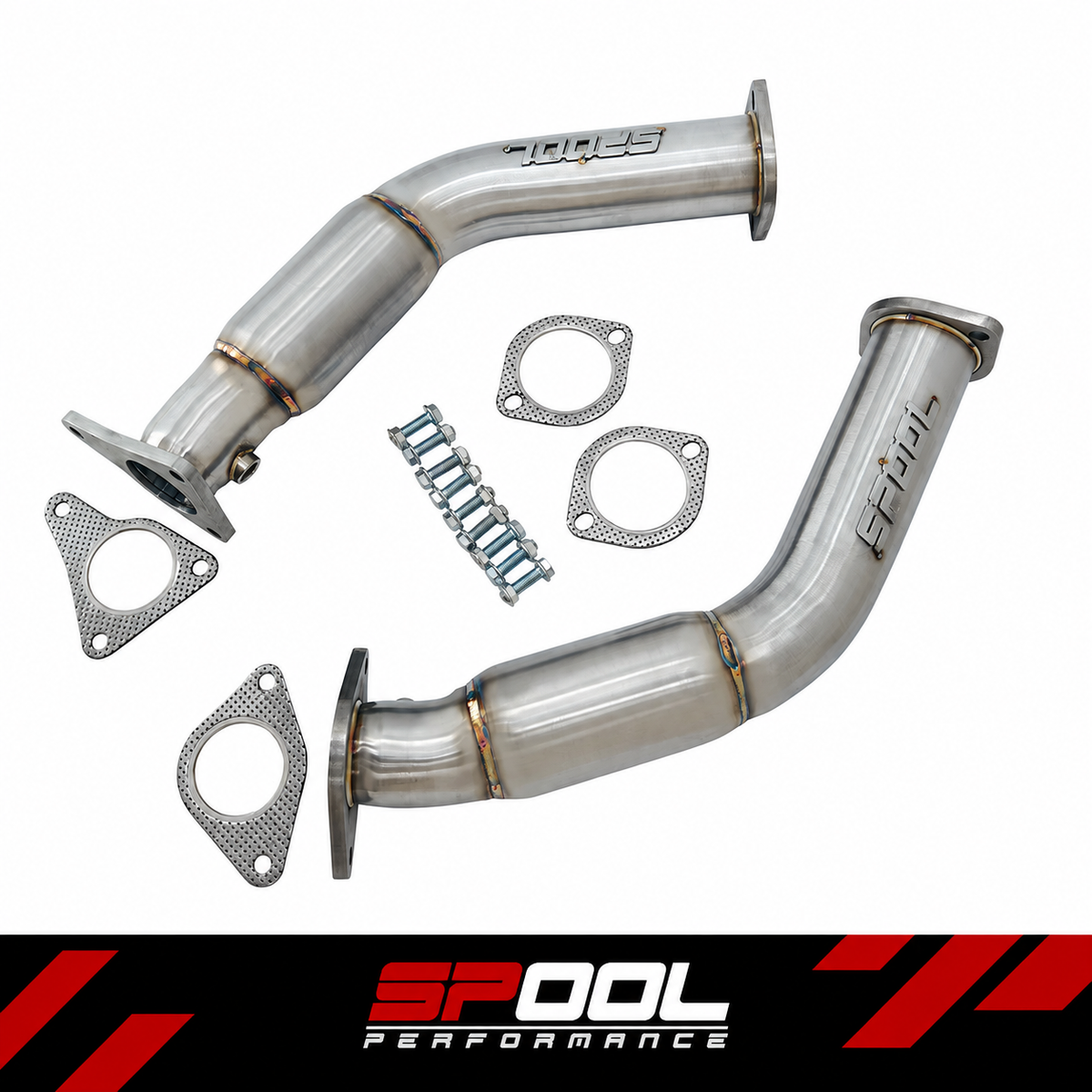 Spool 3 Inch Resonated VR30DDTT Lower Downpipes Upgrade [Race Downpipes] | Infiniti Q50 Q60 RZ34 [VR30]