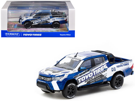 Rapid Vehicles Toyota Hilux Pickup Truck RHD (Right Hand Drive) "Toyo Tires" White and Blue with...
