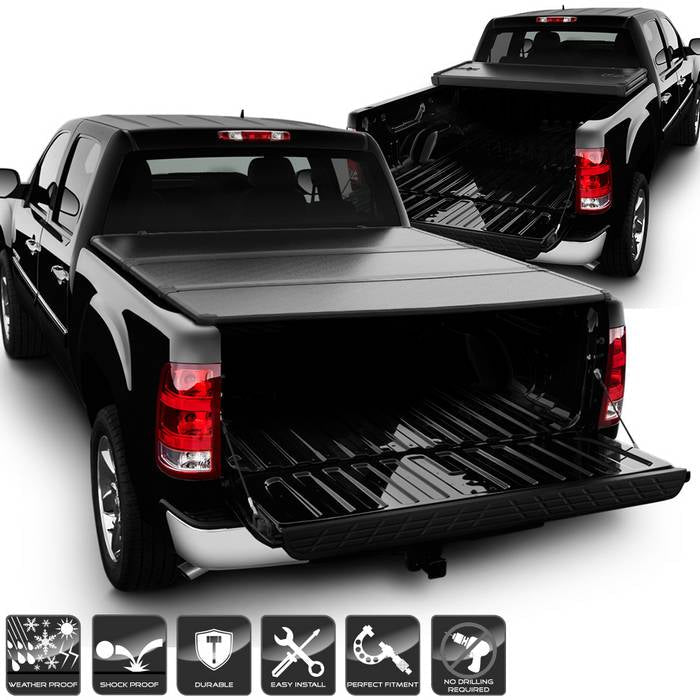 SPYDER xTune 04-07 Chevy Silverado/GMC Sierra 1500 CC 68in Bed Hard Tri-Fold Tonneau - Blk (TC-HTF-CS04-68) 9046704