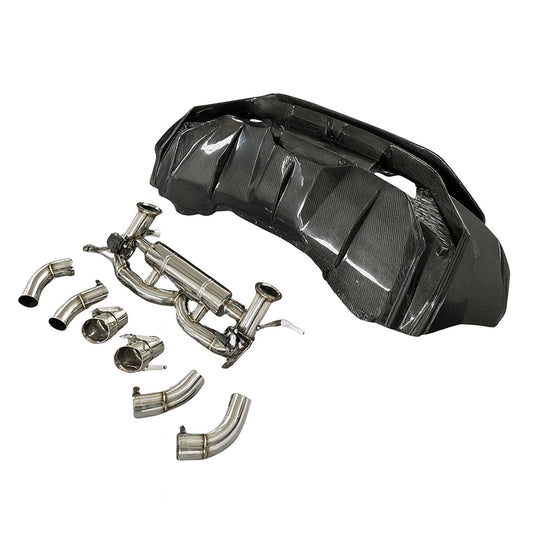 Bull Boost Performance Tecnica Style Dry Carbon Fiber Rear Bumper Exhaust Kit for Lamborghini...