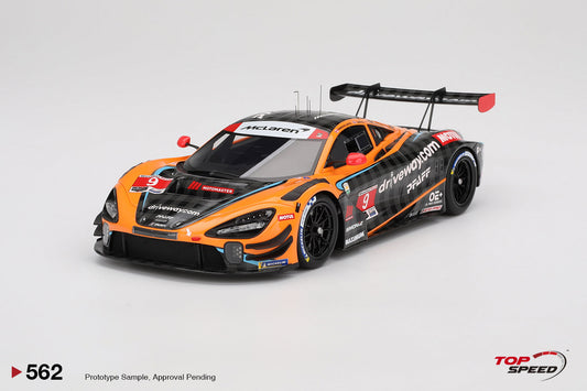 STM Diecast Topspeed Mclaren 720S GT3 EVO #9 Pfaff Motorsport 2024 IMSA Daytona 24hrs Orange 1:18