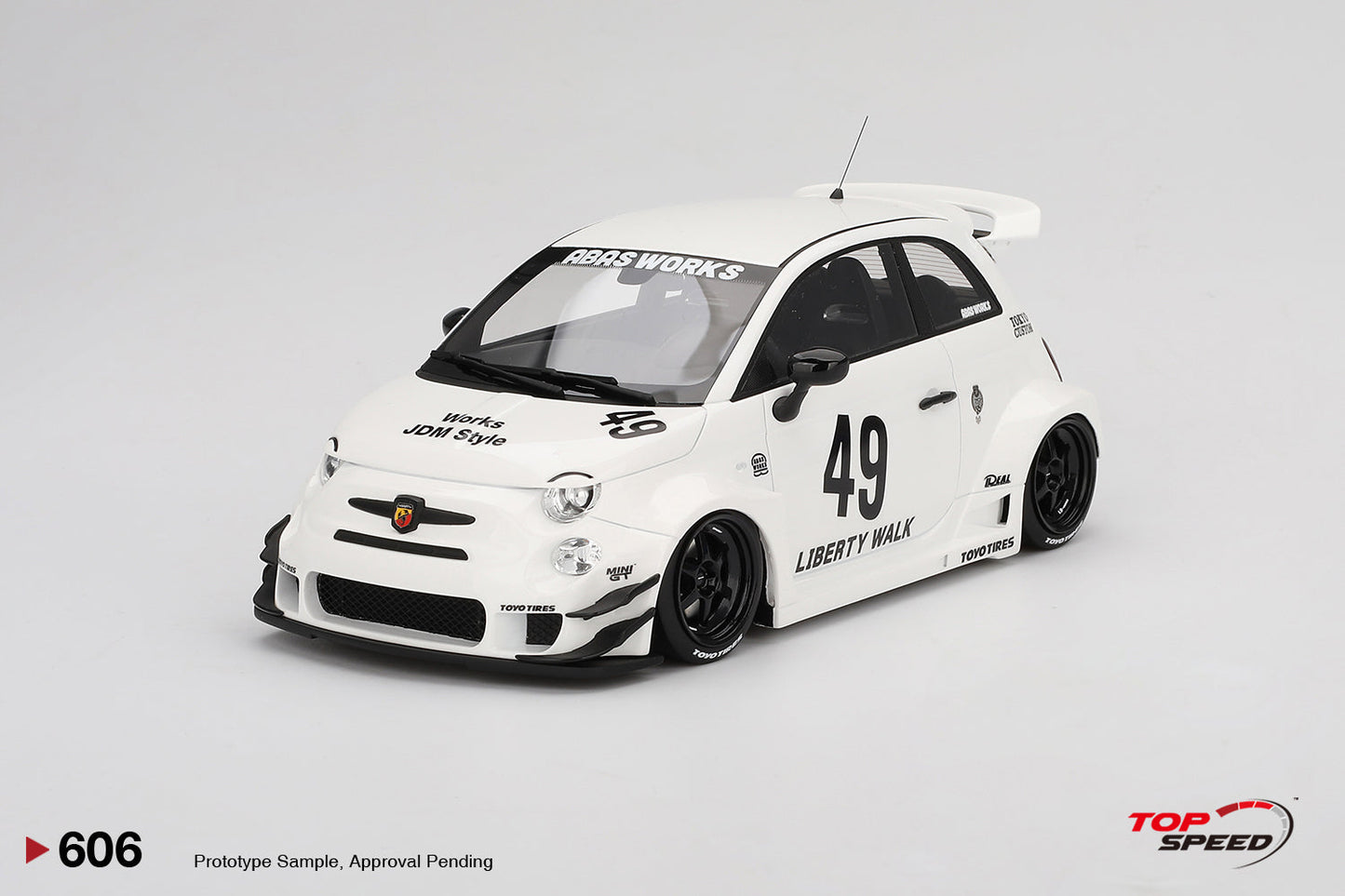 Topspeed Fiat Abarth 595 LB-Works x Abas Works Gara White 1:18