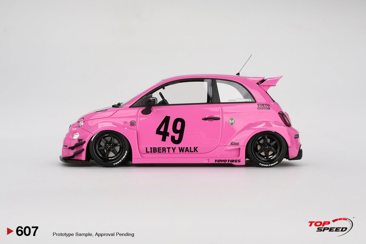 Topspeed Fiat Abarth 595 LB-Works x Abas Works Pink 1:18